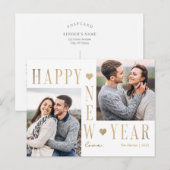 Extra Love Modern Gelukkig Nieuwjaar Foto Ansichtk Feestdagenkaart (Voorkant / Achterkant)