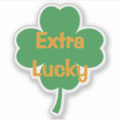 Extra Lucky Four-Leaf Clover St Patricks Day Sticker (Voorkant)