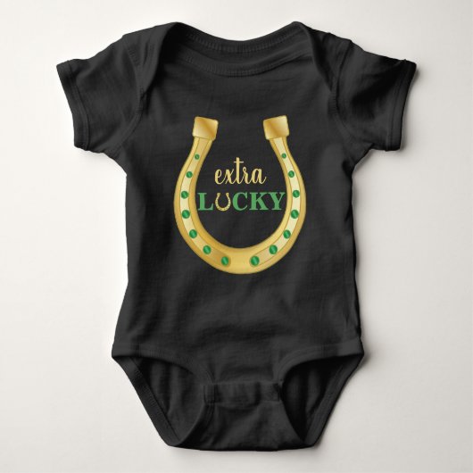 Extra Lucky Hoefijzer St. Patrick's Day Romper (Voorkant)