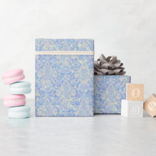 Extra luxe Damask & glitter - Licht blauw Cadeaupapier