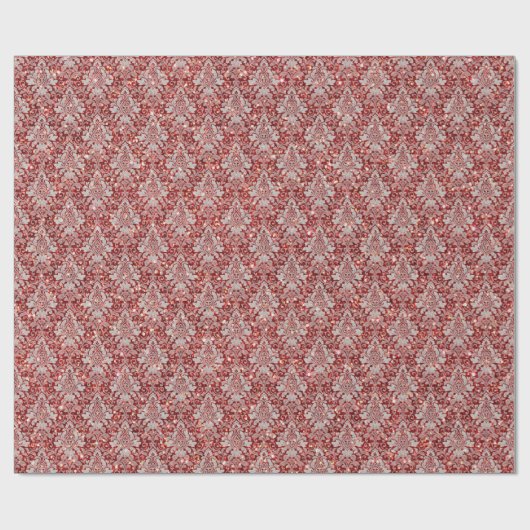 Extra luxe Damask & Glitter - Rood Cadeaupapier (Vlak)