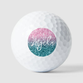 Extra luxe lichtroze Blauwgroen ombre Glitter Golfballen