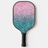 Extra luxe lichtroze Blauwgroen ombre Glitter Pickleball Paddle (Achterkant)