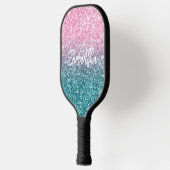 Extra luxe lichtroze Blauwgroen ombre Glitter Pickleball Paddle (Links)