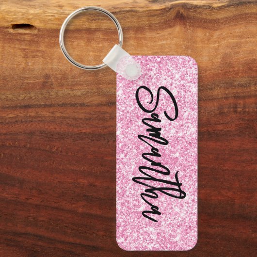 Extra luxe lichtroze glitter sleutelhanger (Voorkant)