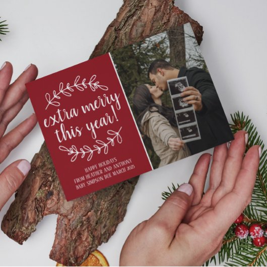 Extra Merry Feestdagen Kerstmis Zwangerschap Foto Feestdagenkaart