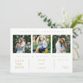 Extra Minimal Christmas Collage 3 Photos Wedding Save The Date (Staand voorkant)