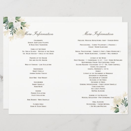 EXTRA PAGINA INSERT for Woodland Wedding Programs (Voorkant / Achterkant)