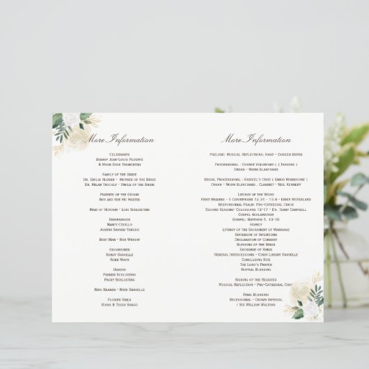 EXTRA PAGINA INSERT for Woodland Wedding Programs (Staand voorkant)