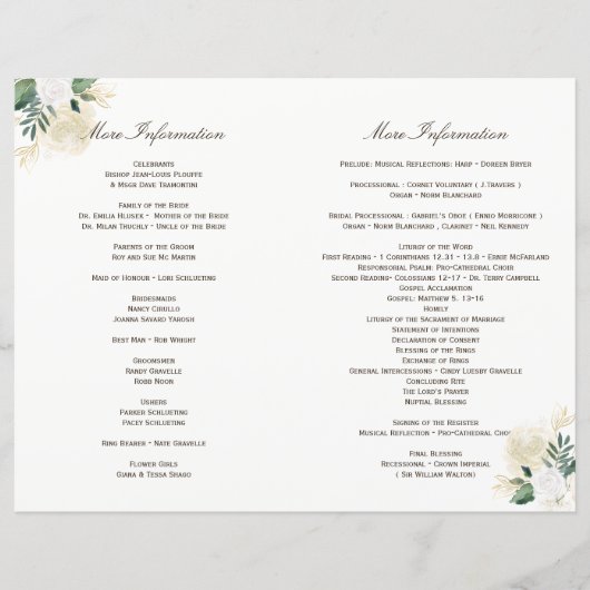 EXTRA PAGINA INSERT for Woodland Wedding Programs (Voorkant)