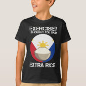 Extra rijst Filipijnen Fitness Humor Gewichtsophef T-shirt (Voorkant)