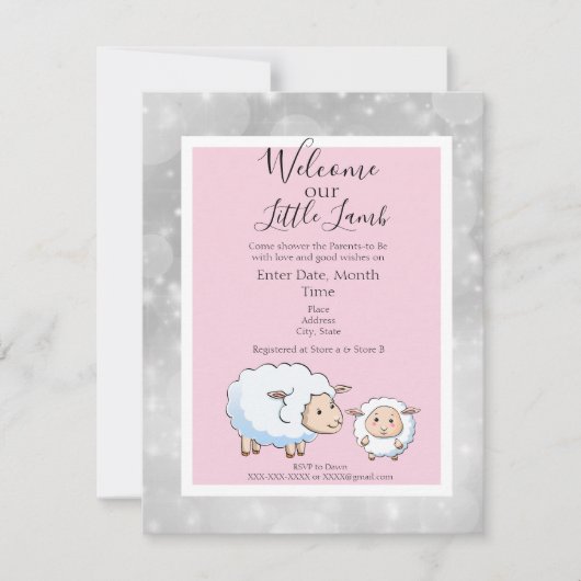 Extra roze, grijze lamp, babyvoeding kaart (Voorkant)