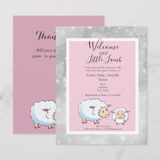 Extra roze, grijze lamp, babyvoeding kaart (Voorkant / Achterkant)