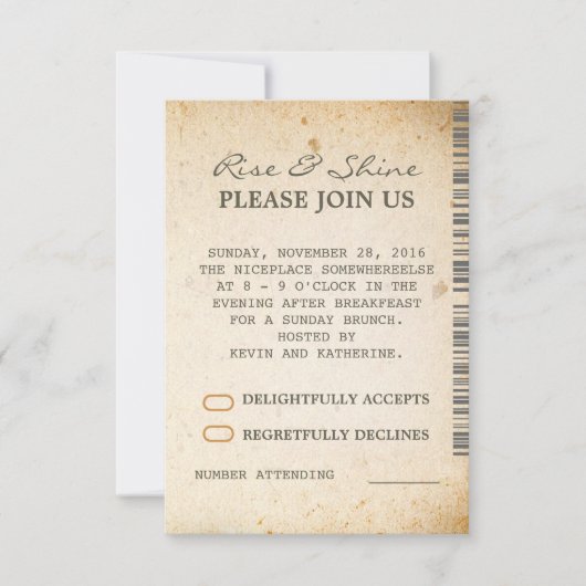 Extra RSVP-kaarten voor zondagbrunch-huwelijk Kaart (Voorkant)