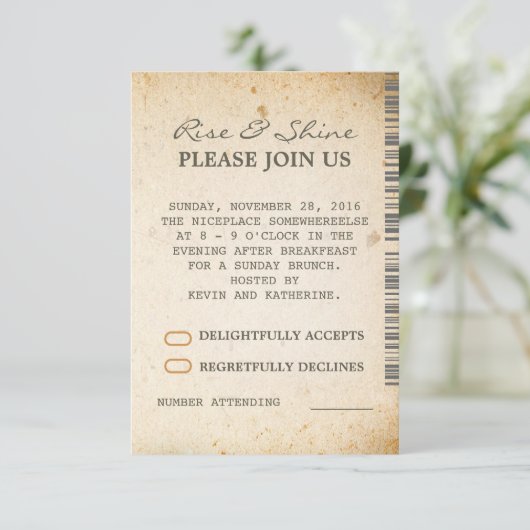 Extra RSVP-kaarten voor zondagbrunch-huwelijk Kaart (Staand voorkant)