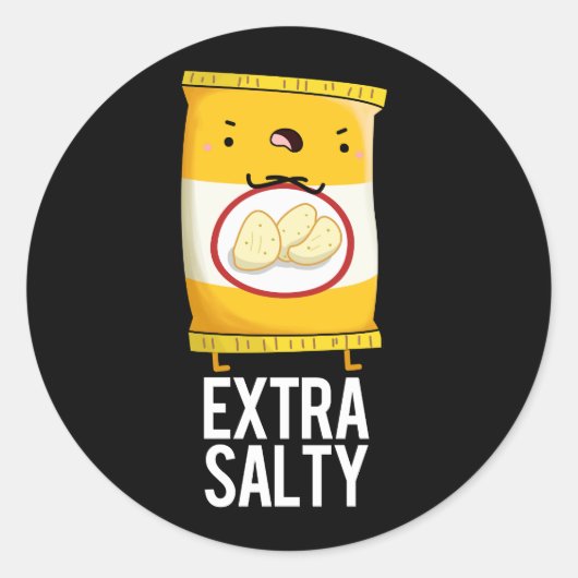 Extra Salty Funny Salty Snack Pun Dark BG Ronde Sticker (Voorkant)