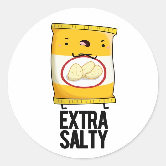 Extra Salty Funny Salty Snack Pun Ronde Sticker (Voorkant)
