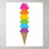 Extra Tall Rainbow Ice Cream Cone Poster (Voorkant)