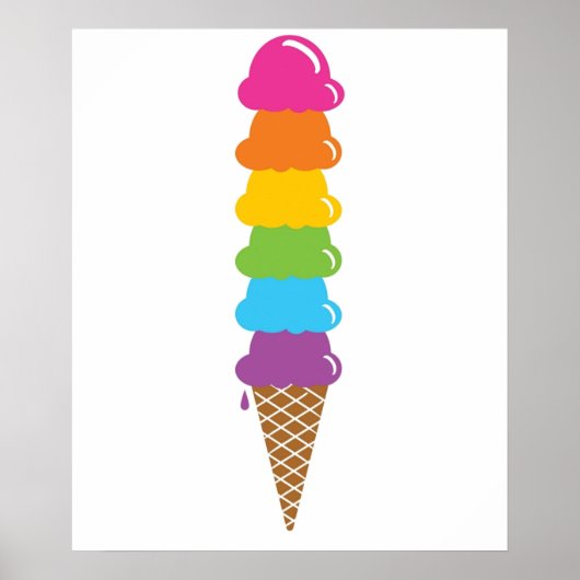 Extra Tall Rainbow Ice Cream Cone Poster (Voorkant)