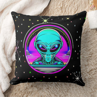 Extra Terrestrial Alien Vliegen Een UFO Kussen