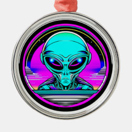 Extra Terrestrial Alien Vliegen Een UFO Metalen Ornament