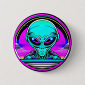 Extra Terrestrial Alien Vliegen Een UFO Ronde Button 5,7 Cm (Voorkant)