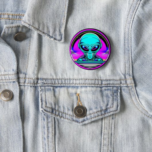 Extra Terrestrial Alien Vliegen Een UFO Ronde Button 5,7 Cm (In situ)