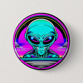 Extra Terrestrial Alien Vliegen Een UFO Ronde Button 5,7 Cm