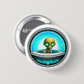 Extra Terrestrial Alien Vliegen Een UFO Ronde Button 5,7 Cm (Voorkant /achterkant)