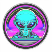 Extra Terrestrial Alien Vliegen Een UFO Sticker (Voorkant)