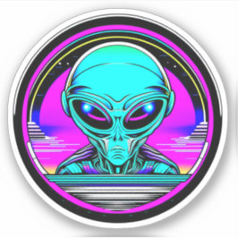 Extra Terrestrial Alien Vliegen Een UFO Sticker
