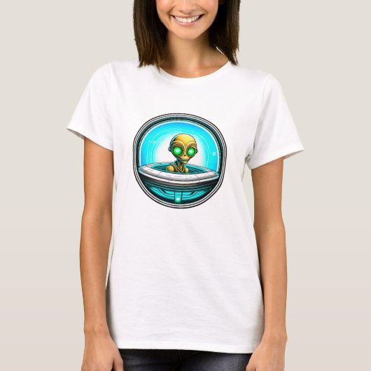 Extra Terrestrial Alien Vliegen Een UFO T-shirt (Voorkant)