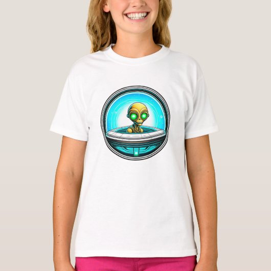 Extra Terrestrial Alien Vliegen Een UFO T-shirt (Voorkant)