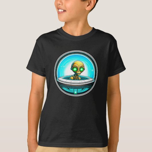Extra Terrestrial Alien Vliegen Een UFO T-shirt (Voorkant)
