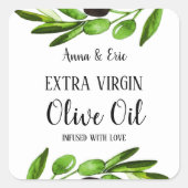 Extra Vierge Olijfolie Elegant Moderne Trouwdag Vierkante Sticker (Voorkant)