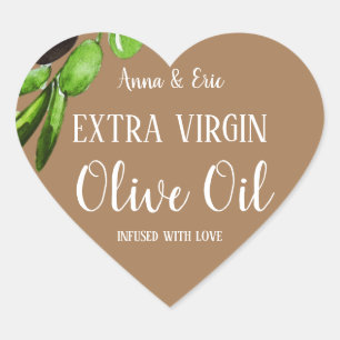 Extra Vierge Olijfolie Elegante Moderne Bruiloft Hart Sticker