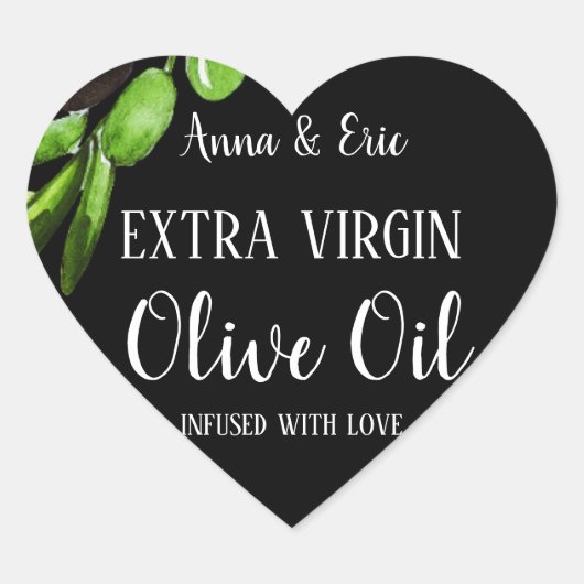 Extra Vierge Olijfolie Elegante Moderne Bruiloft Hart Sticker (Voorkant)