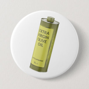 Extra vierge olijfolie in een ronde blikken fles button 7,6 cm
