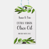 Extra Virgin Olijfolie Elegante Moderne Bruiloft Cadeaulabel (Achterkant)
