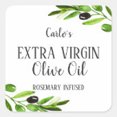Extra Virgin Olijfolie Fles Modern Product Vierkante Sticker (Voorkant)