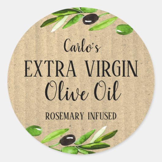 Extra Virgin Olijfolie Fles Moderne Eenvoudige Kra Ronde Sticker (Voorkant)