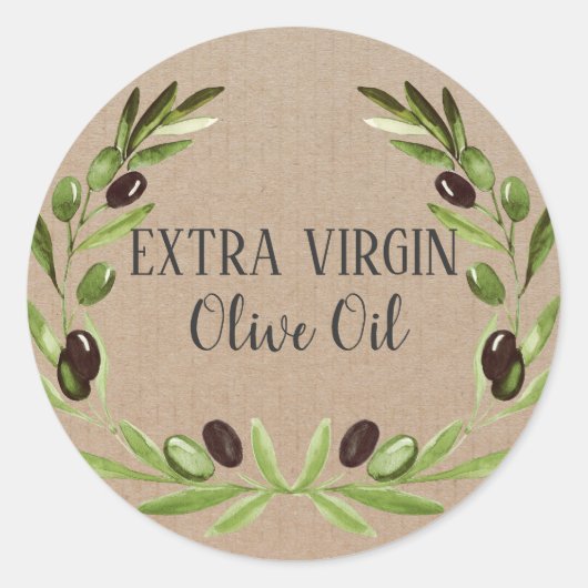 Extra Virgin Olijfolie Fles Rustiek Product Label (Voorkant)