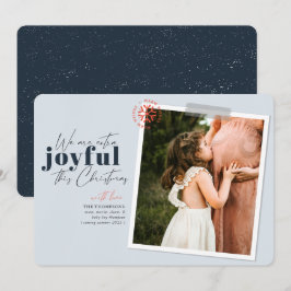 Extra vreugdevolle blauwe zwangerschapsaankondigin feestdagenkaart