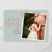 Extra vreugdevolle groene zwangerschapsuitkondigin folie feestdagenkaart (Voorkant)