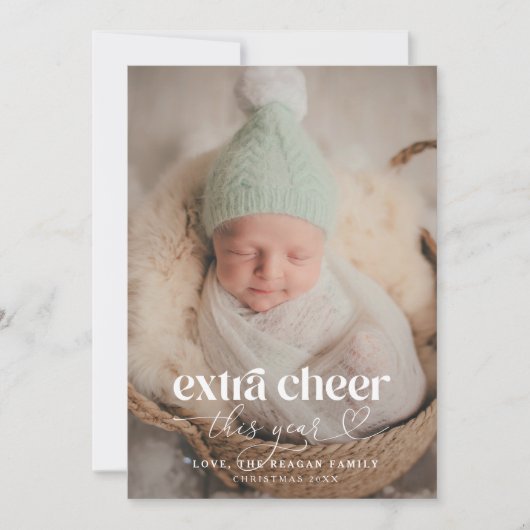 Extra vrolijke kerstgeboorte aankondiging (Voorkant)