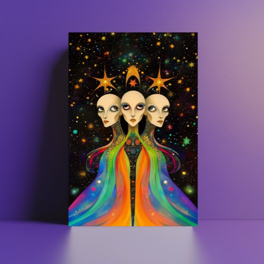 Extragalactische ster Trinity Kosmische Lichtwezen Briefkaart