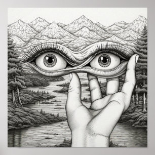 ExtraHandly Eyeballs: Surrealistische handen groei Poster