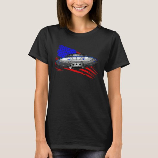 Extraterrestrial Space Craft American Flag Men Wom T-shirt (Voorkant)