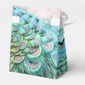 Extravagant Aqua Peacock Feathers Bruiloft Bedankdoosjes (Achterkant)