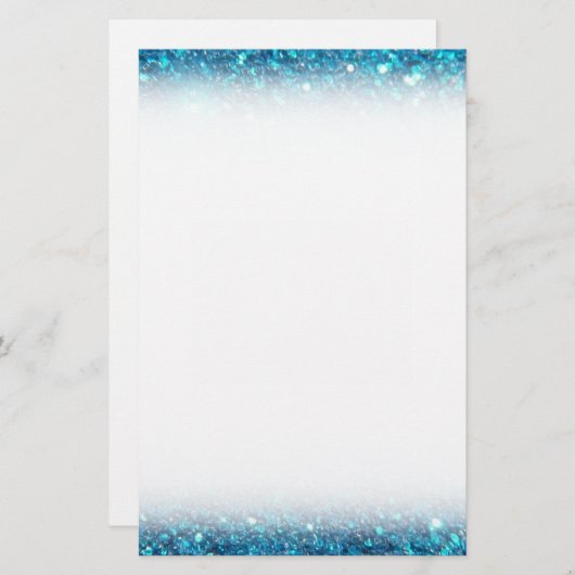 Extravagant blauw glitter briefpapier (Voorkant / Achterkant)